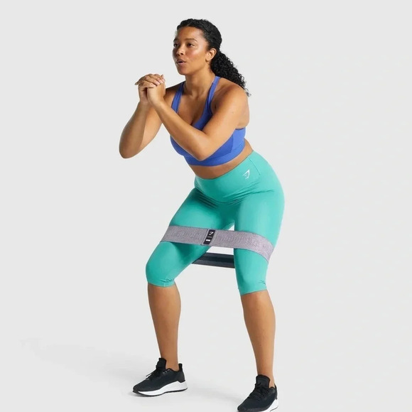 🍀 GYMSHARK NWT CROPPED TRAINING LEGGINGS SIZE SMALL IN TEAL - Picture 3 of 6